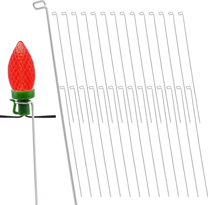 Wenfan 12 Inch Upgraded Metal Christmas Light Stakes 30 Pcs Christmas Yard Lights Stakes Universal Lawn Holiday Light Stake for C7 C9 String Lights Ground Stakes for Xmas Lights on Garden Driveway Pathway - Image 1